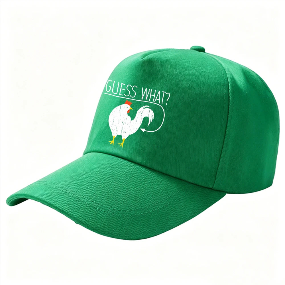 Guess What? Chicken Butt Funny Graphic Baseball Cap – Adjustable Cotton Dad Hat
