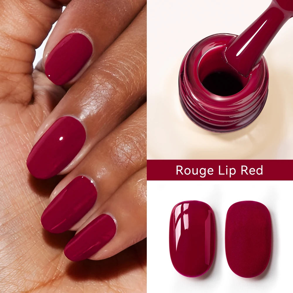 Premium Deep Cherry Red Gel Nail Polish - Long-Lasting & High-Gloss Finish