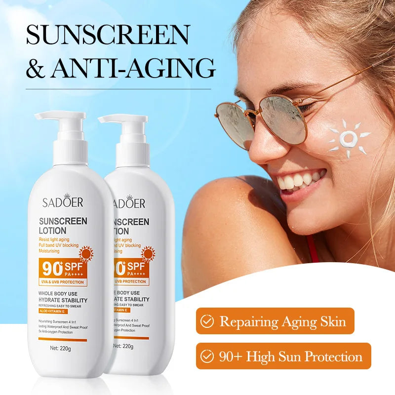 SADOER SPF 90+ High Protection Sunscreen Lotion with Aloe & Vitamin