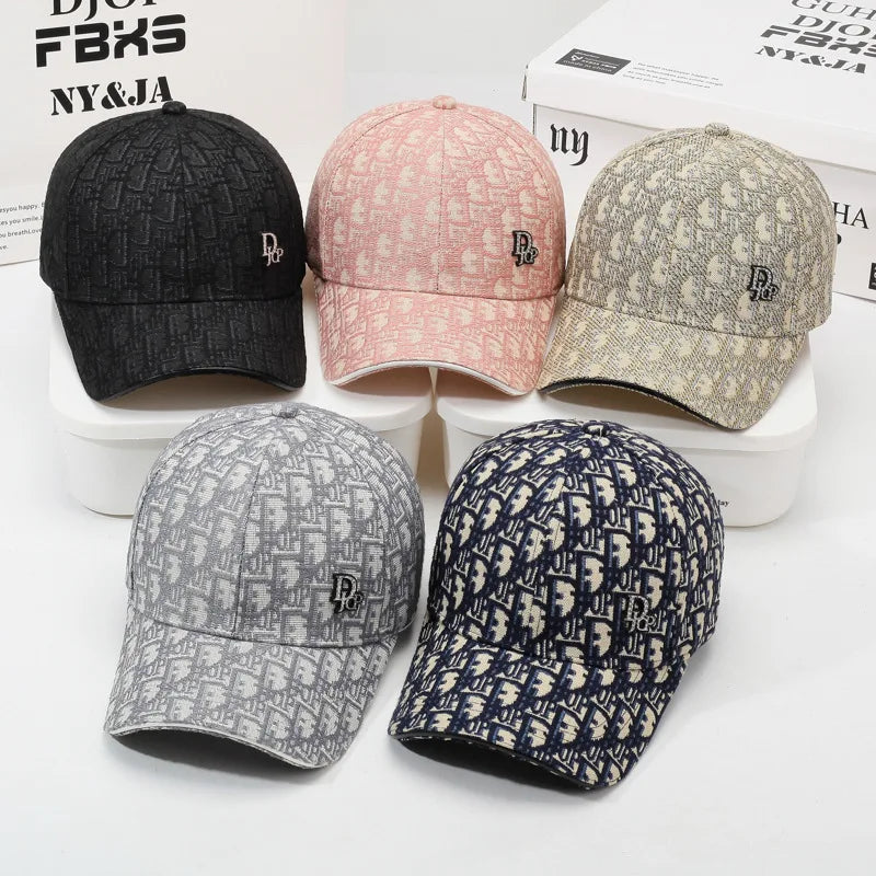 Luxury Jacquard Monogram Baseball Cap – Unisex Streetwear Curved Brim Hat