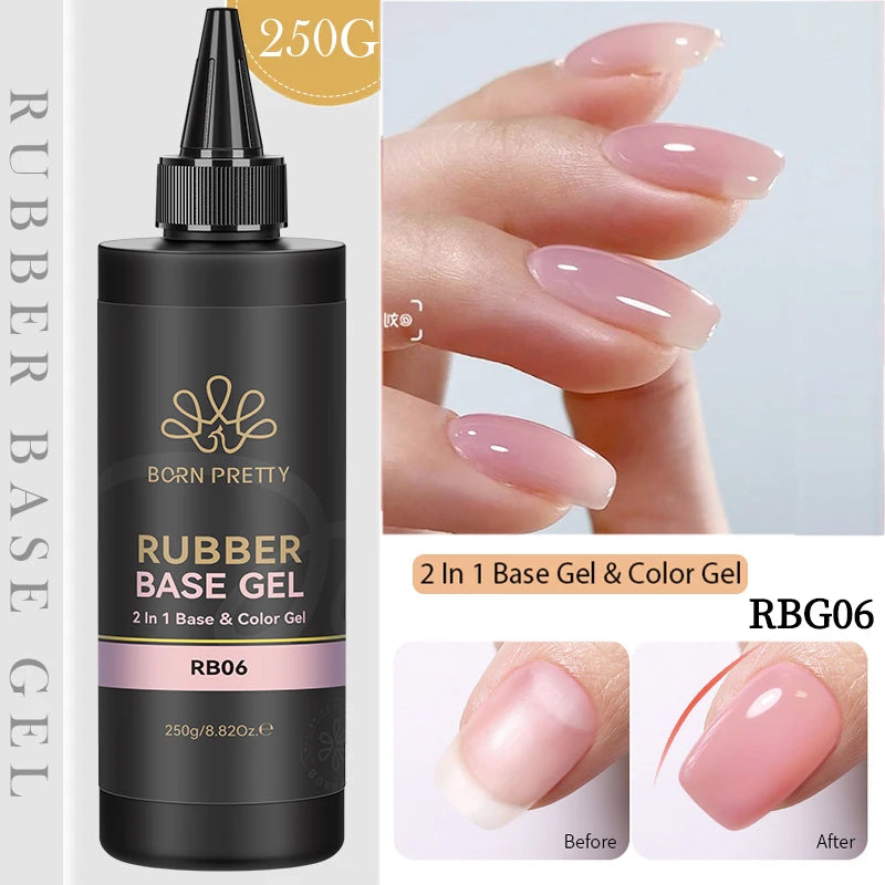 BORN PRETTY 250g Rubber Base Gel Refill – 2-in-1 Builder & Color Base Coat
