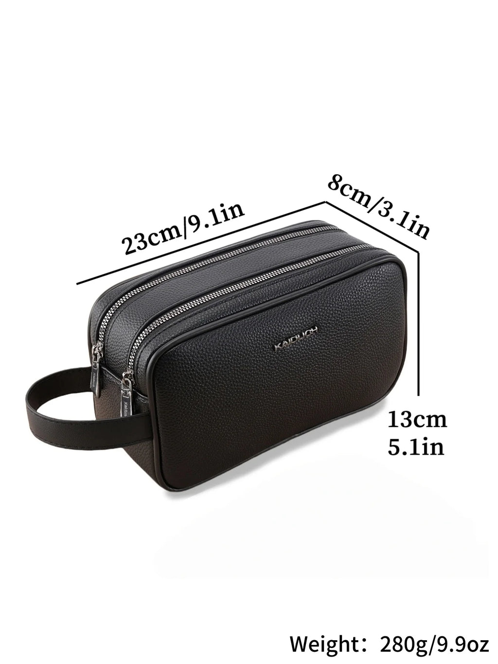 Kaiduch Premium Dual-Zip Leather Toiletry & Clutch Bag