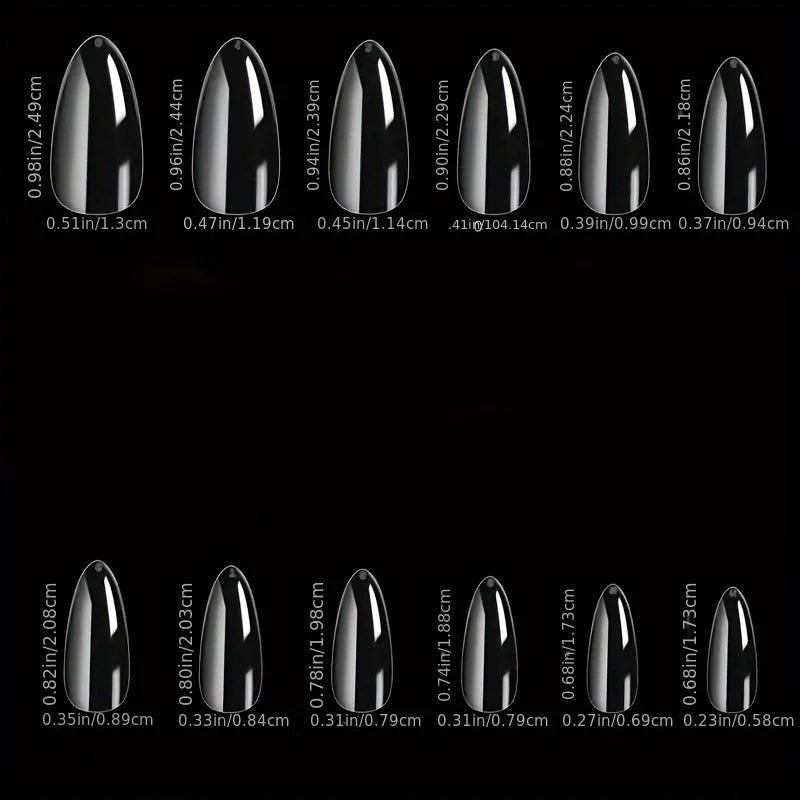 Soft Gel Almond Nail Tips Set – Clear Full Cover Press-On Nails with Thin Cuticle Edge