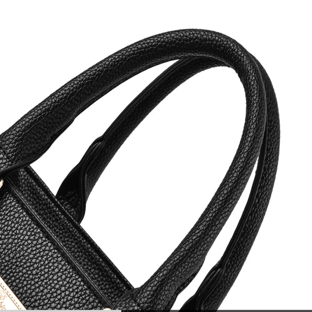 Elegant Women's PU Leather Handbag with Geometric Accent & Pearl Tassel