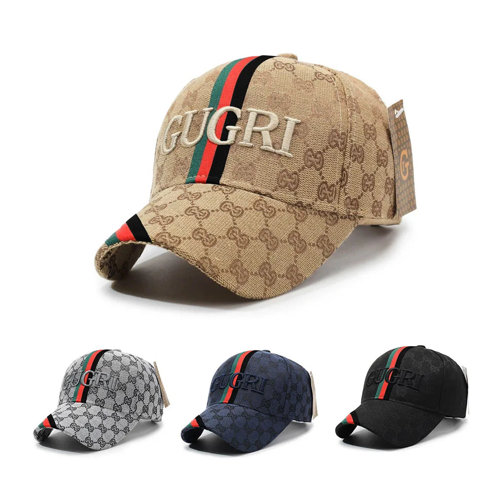 Designer Monogram Striped Baseball Cap – Unisex 3D Embroidered Luxury Streetwear Hat