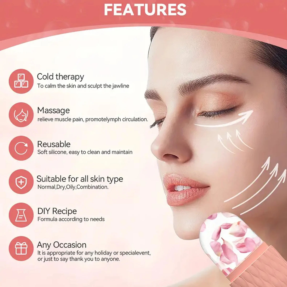 Silicone Ice Face Roller & Stainless Steel Gua Sha Set – Cryotherapy Facial Massager for Puffiness, Eye Edema & Jawline Sculpting