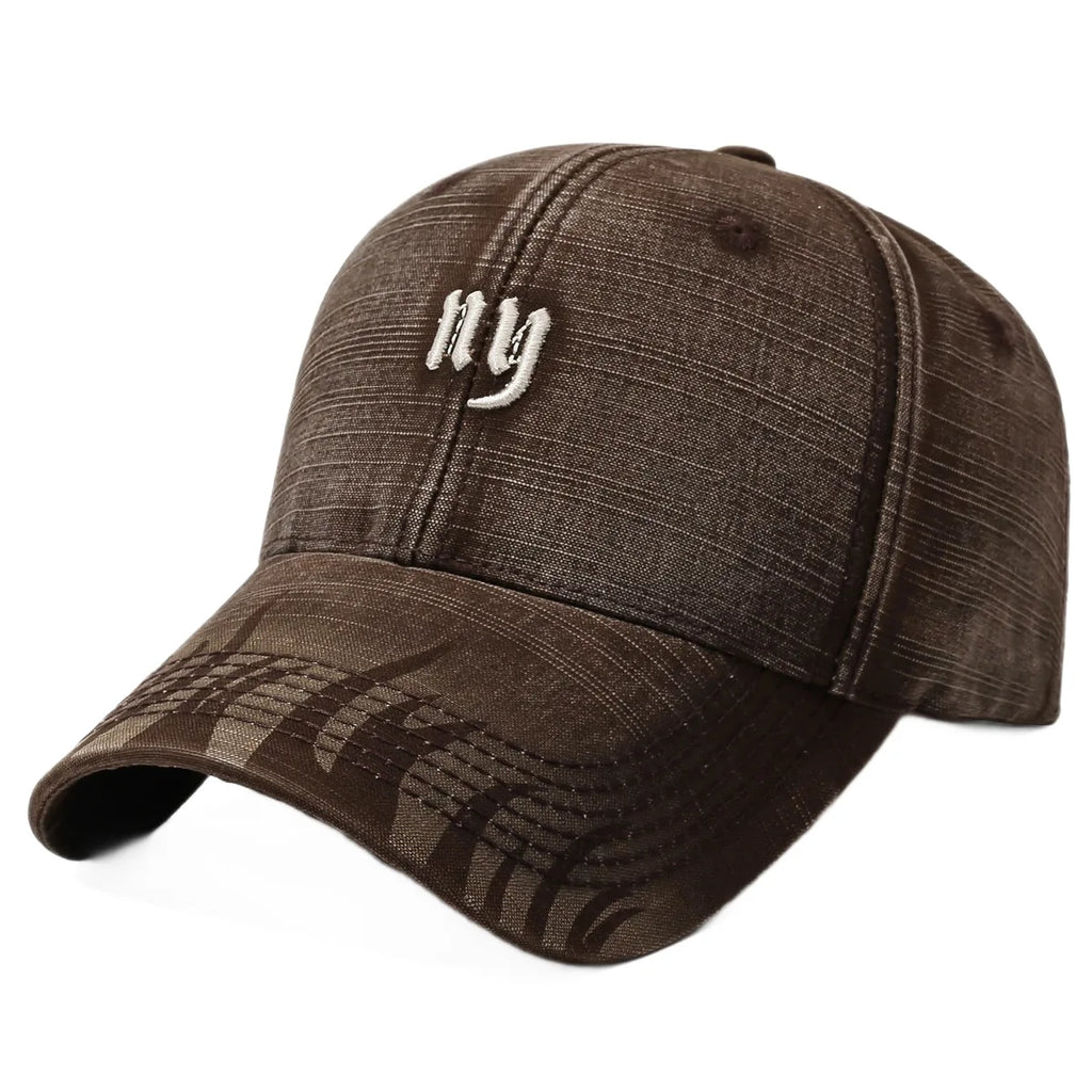 Vintage Washed Cotton Baseball Cap – Unisex Distressed Embroidered Streetwear Dad Hat