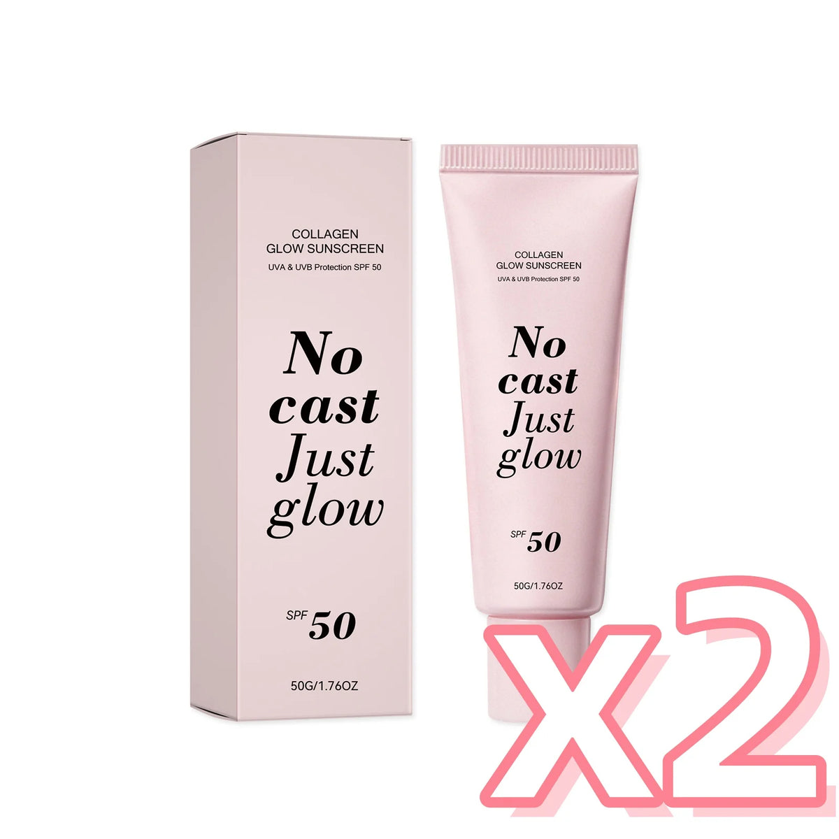 Collagen Glow Sunscreen SPF 50 (50g) – "No Cast Just Glow" Hydrating Daily Sun Cream with Centella Asiatica & Panthenol