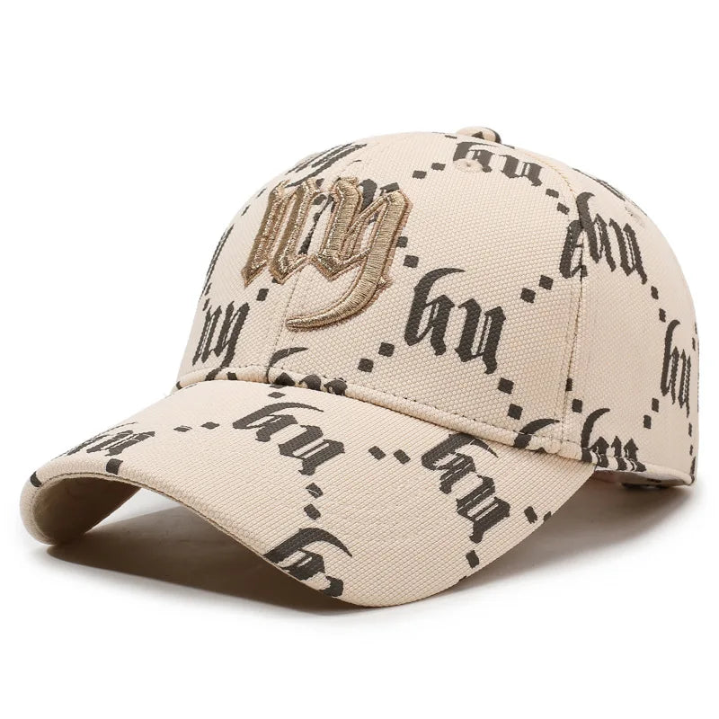 Luxury Monogram Embroidered Baseball Cap – Unisex Gothic Lettering Streetwear Dad Hat
