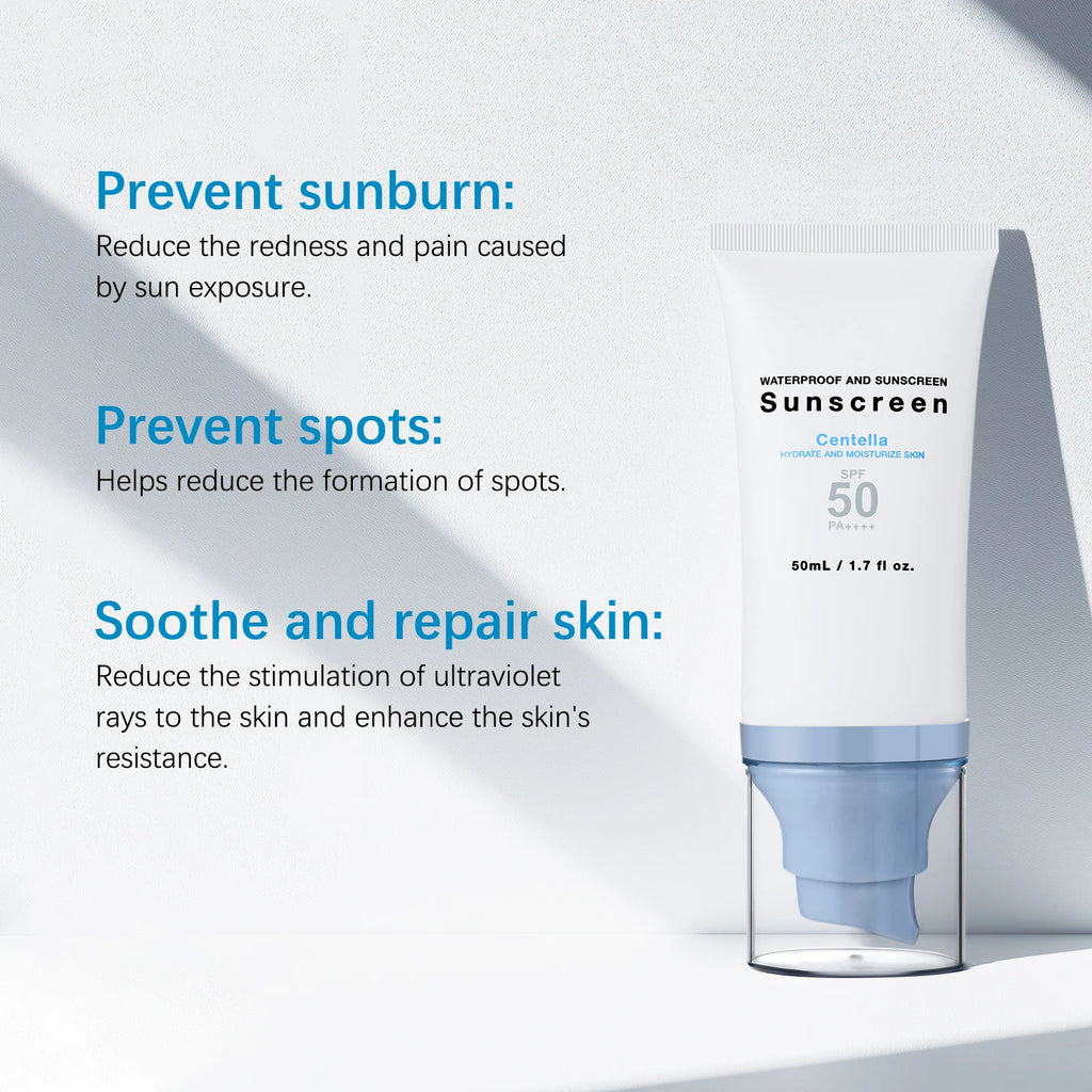 SOUG Centella Waterproof Sunscreen SPF50+ PA++++ (50ml) – Hydrating & Repairing Daily UV Defense with Niacinamide & Hyaluronic Acid