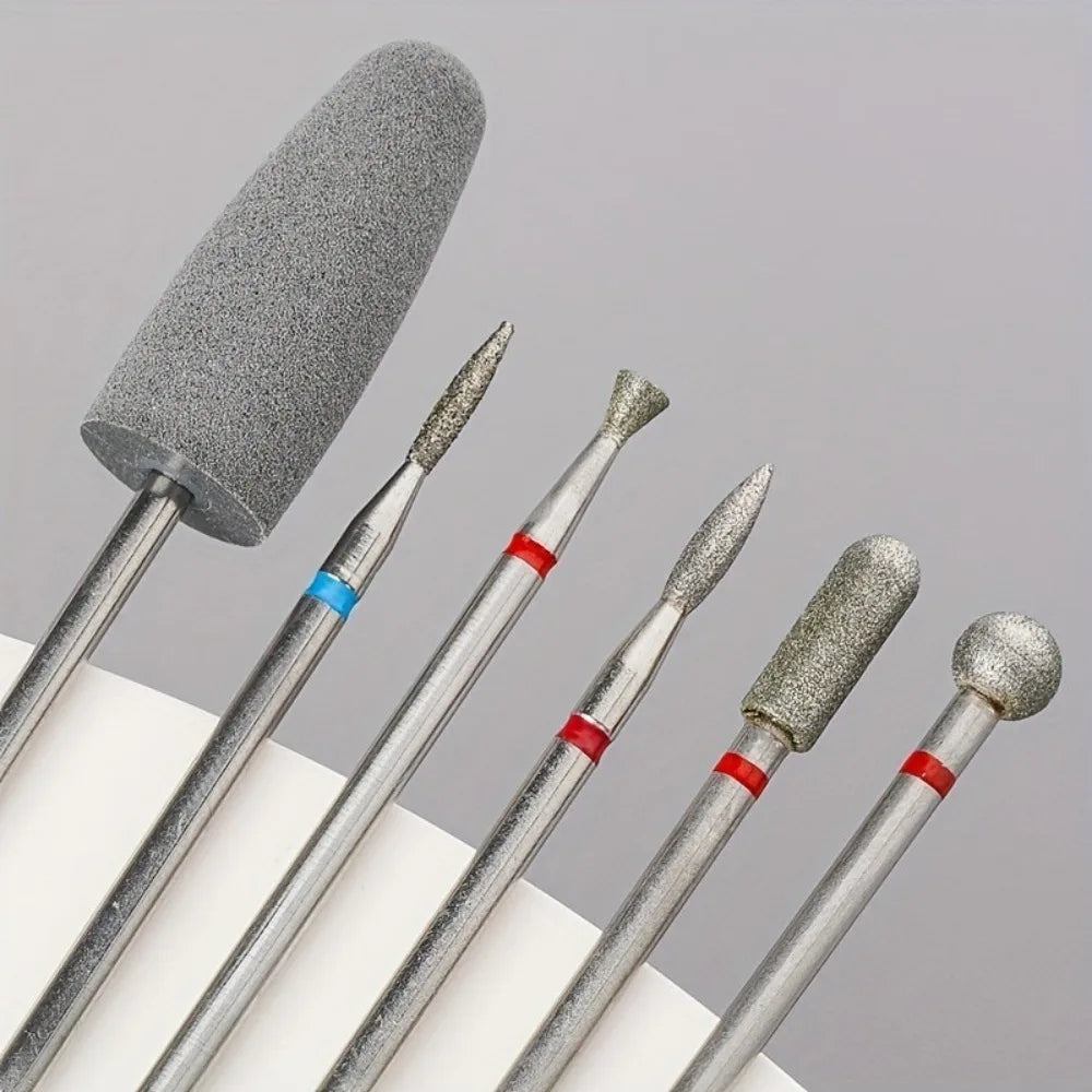 Professional 6-Pcs Diamond & Silicone Nail Drill Bits Set for Cuticle Care and Manicure