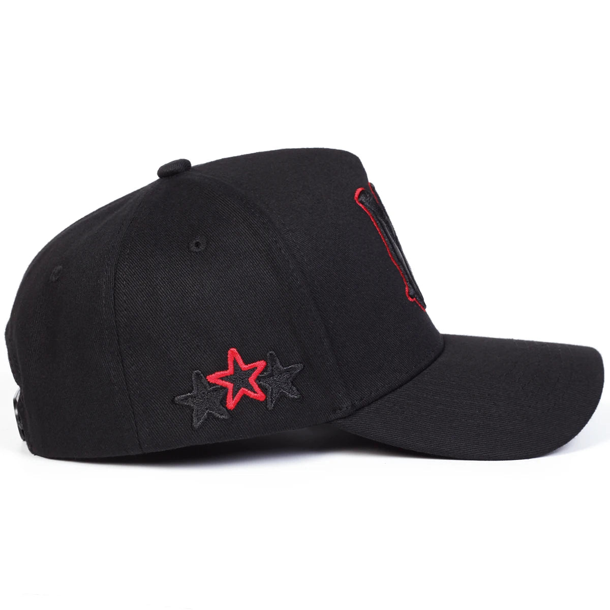Gothic Monogram Embroidered Baseball Cap – Red Outline Streetwear Hat