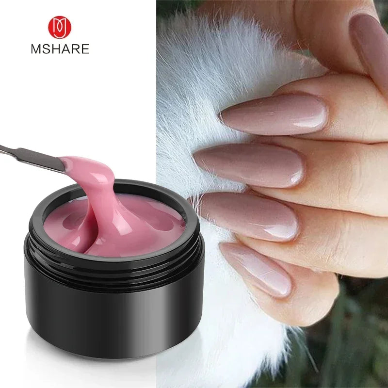 MSHARE Self-Leveling Builder Gel in a Jar – Medium Density Extension Gel for Nail Strengthening