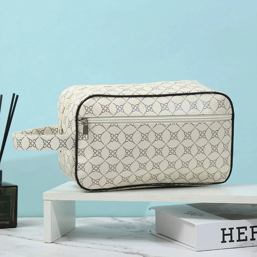 Luxury Geometric Monogram Travel Toiletry & Cosmetic Bag