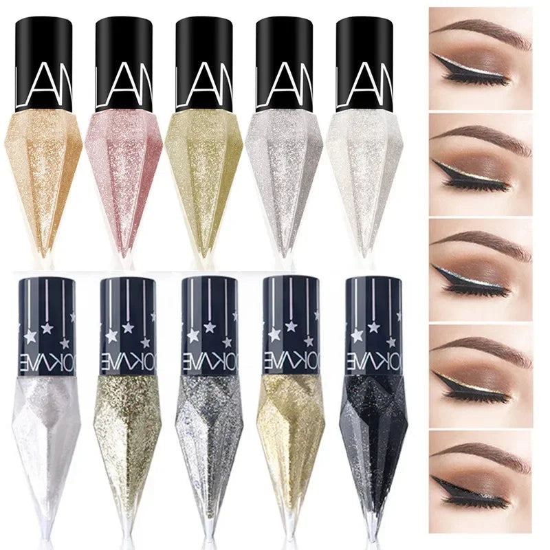 Diamond Shimmer Liquid Eyeliner & Glitter Eyeshadow | Long-Lasting Sparkling Eye Makeup