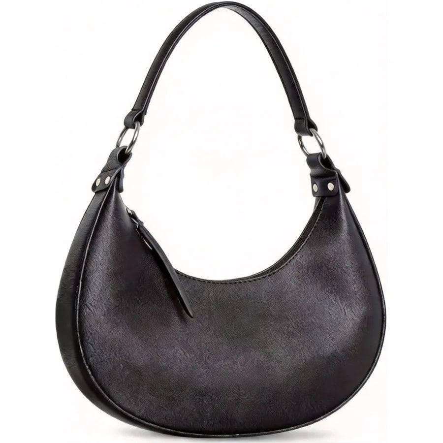 Christie Saiko - Black Eco-Leather Hobo Shoulder Bag for Everyday Fashion