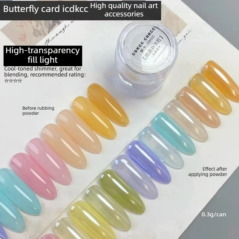 High-Transparency Moonlight Chrome Nail Powder – Icy Aurora Mirror Pigment for Nail Art