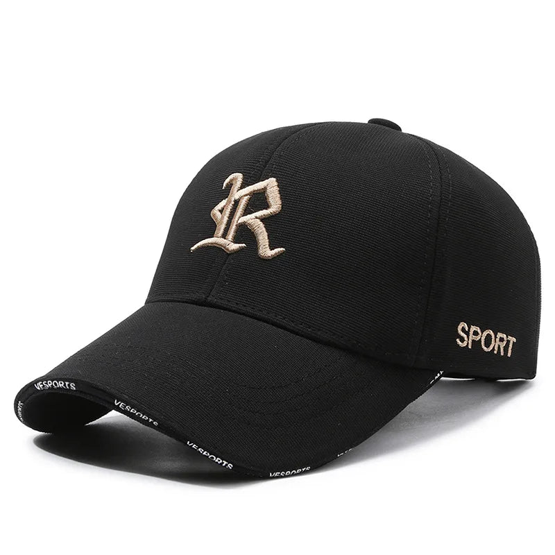 Gothic Letter R Embroidered Baseball Cap – Sport Luxe Curved Brim Hat