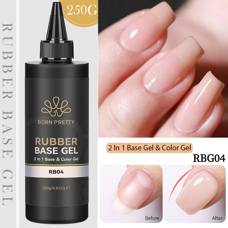 BORN PRETTY 250g Rubber Base Gel Refill – 2-in-1 Builder & Color Base Coat