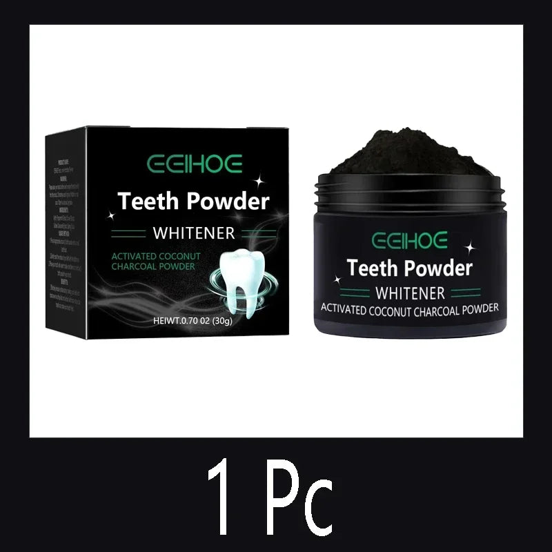 EEHOE™ Activated Coconut Charcoal Teeth Whitening Powder – Natural Stain Removal & Fresh Breath (30g)
