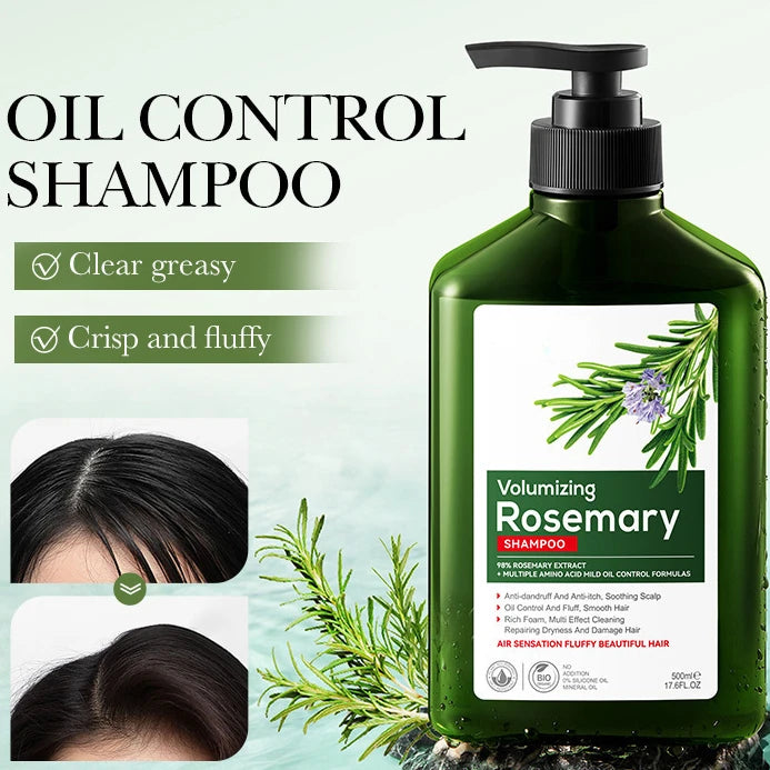 Volumizing Rosemary Anti-Dandruff & Oil Control Shampoo (500ml / 17.6 fl. oz) – Fluffy Hair, Anti-Itch & Scalp Soothing Cleanser
