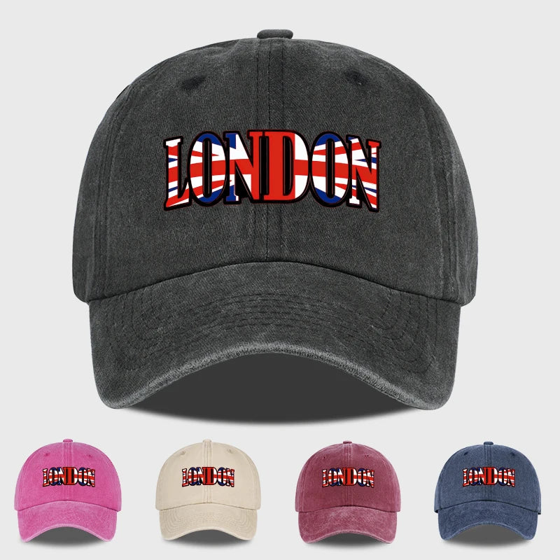 Vintage Washed Cotton London Union Jack Baseball Cap – Unisex Streetwear Dad Hat