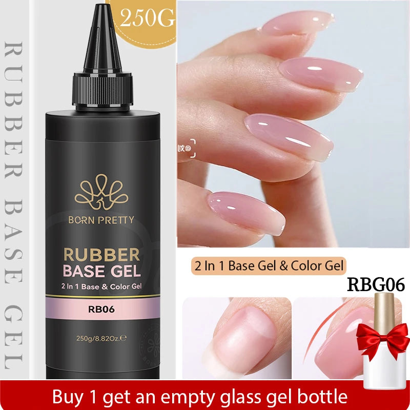 BORN PRETTY 250g Rubber Base Gel Refill – 2-in-1 Builder & Color Base Coat