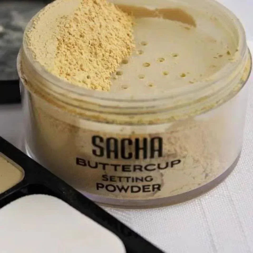 SACHA Buttercup Setting Powder (10g) – Matte Loose Finishing Powder for Baking, Oil Control & Flash-Friendly Complexion