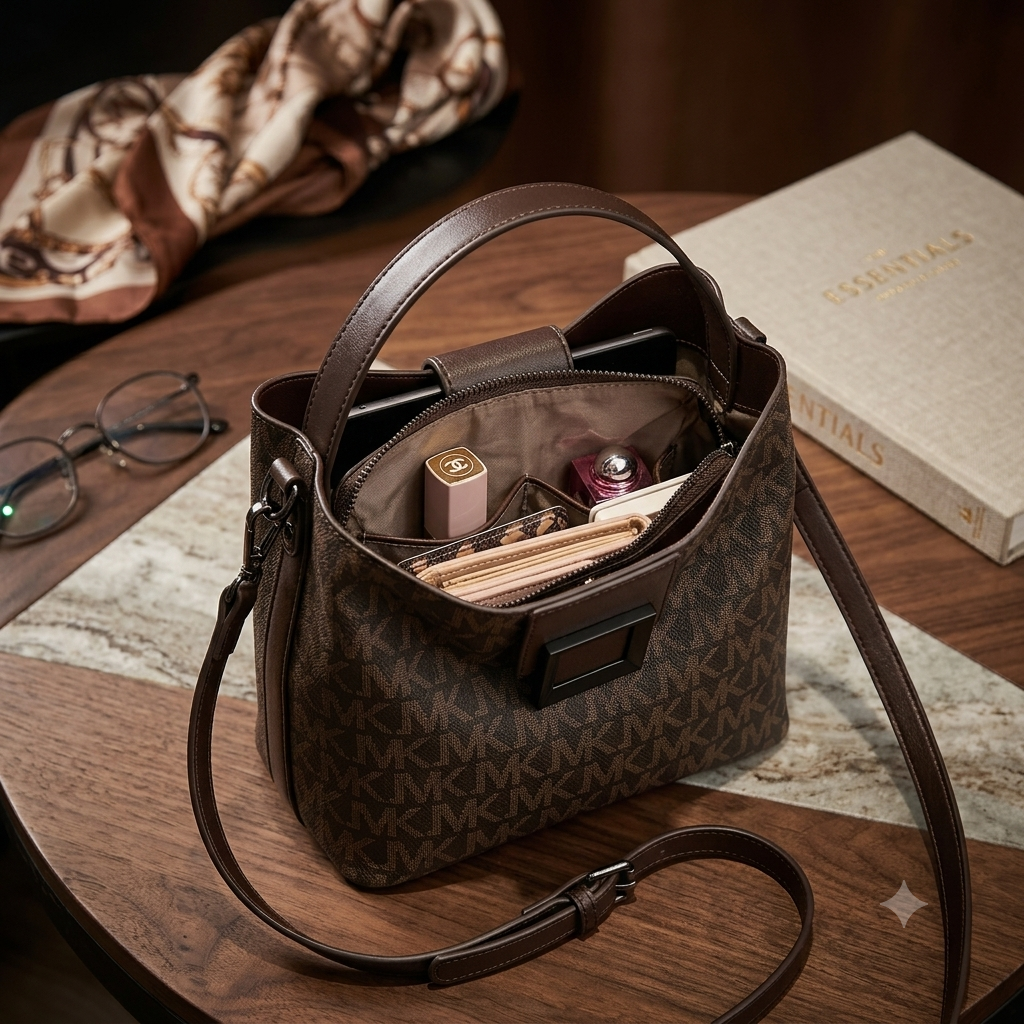 Vintage Monogram Bucket Bag – Elegant Crossbody & Top-Handle Shoulder Bag