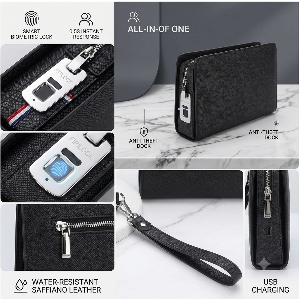 WILLIAM POLO Men’s Long Leather Wallet – Multi-Card Bifold Clutch with Removable Card Holder & Phone Zipper Pocket