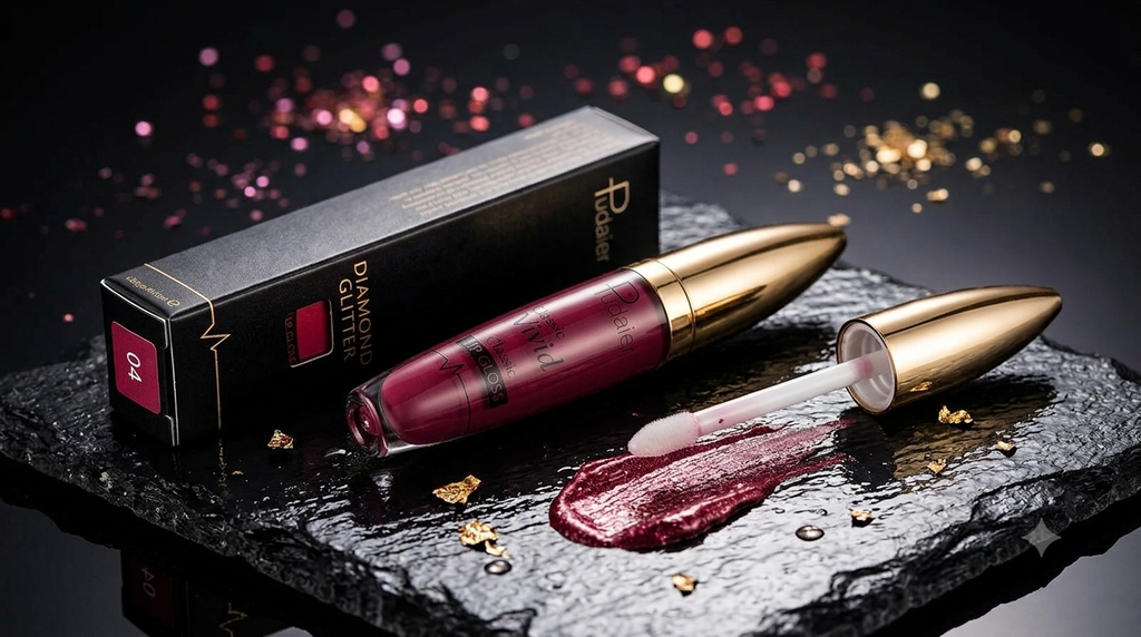 Pudaier Glitter Flip Transforming Liquid Lipstick – Matte to Diamond Shimmer Longwear Lip Gloss