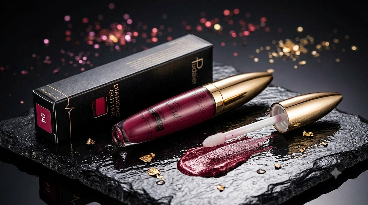Pudaier Glitter Flip Transforming Liquid Lipstick – Matte to Diamond Shimmer Longwear Lip Gloss