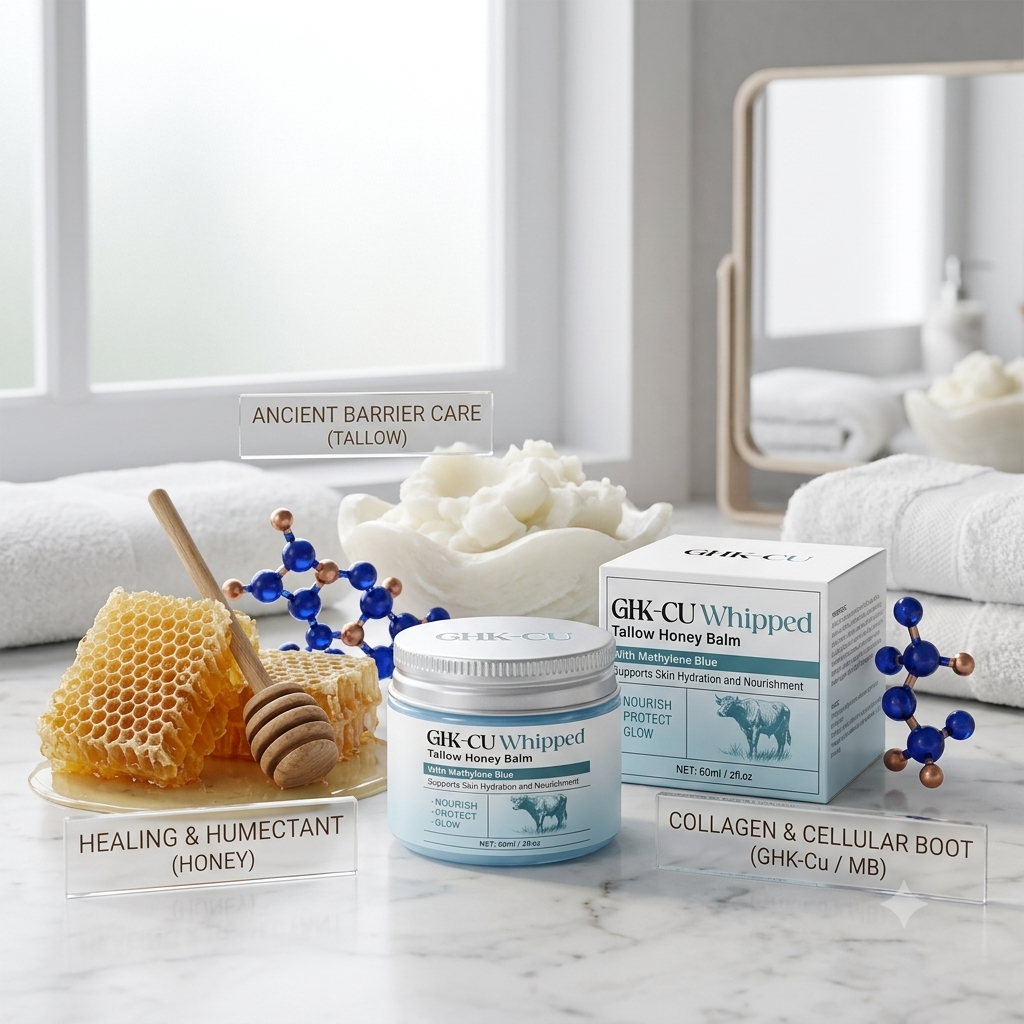 GHK-CU Whipped Tallow Honey Balm with Methylene Blue – Deep Hydration & Collagen Boosting Face Cream (60ml)