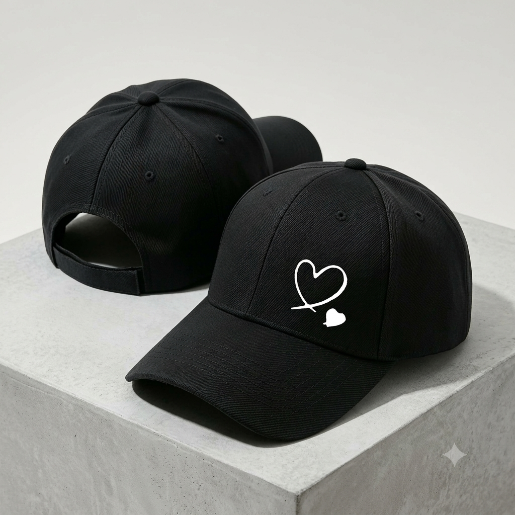 Minimalist Double Heart Embroidered Baseball Cap – Unisex Adjustable Cotton Dad Hat
