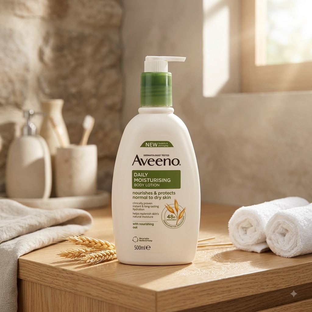Aveeno Daily Moisturising Body Lotion with Nourishing Oat, Normal to Dry Skin, 500ml