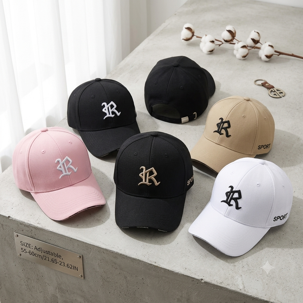 Gothic Letter R Embroidered Baseball Cap – Sport Luxe Curved Brim Hat