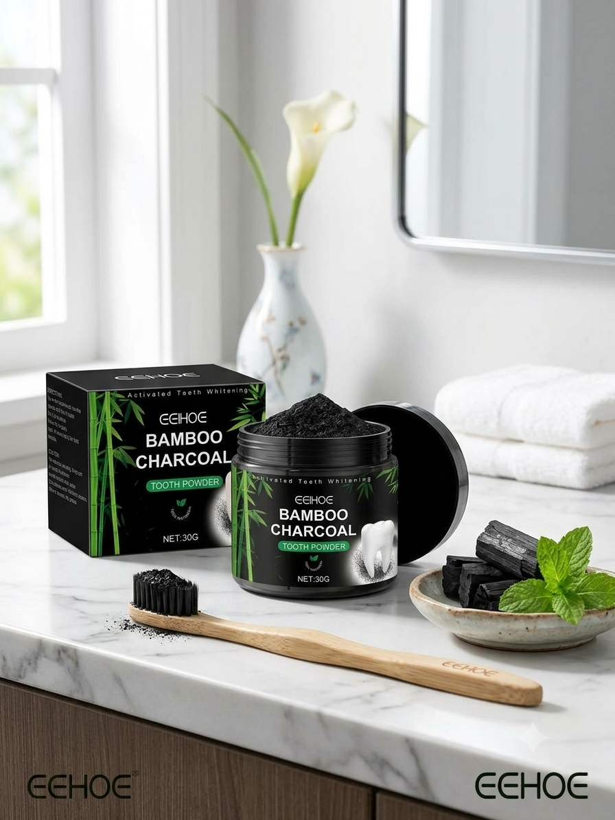EEHOE™ Activated Bamboo Charcoal Teeth Whitening Powder – Natural Stain Removal & Enamel Care (30g)