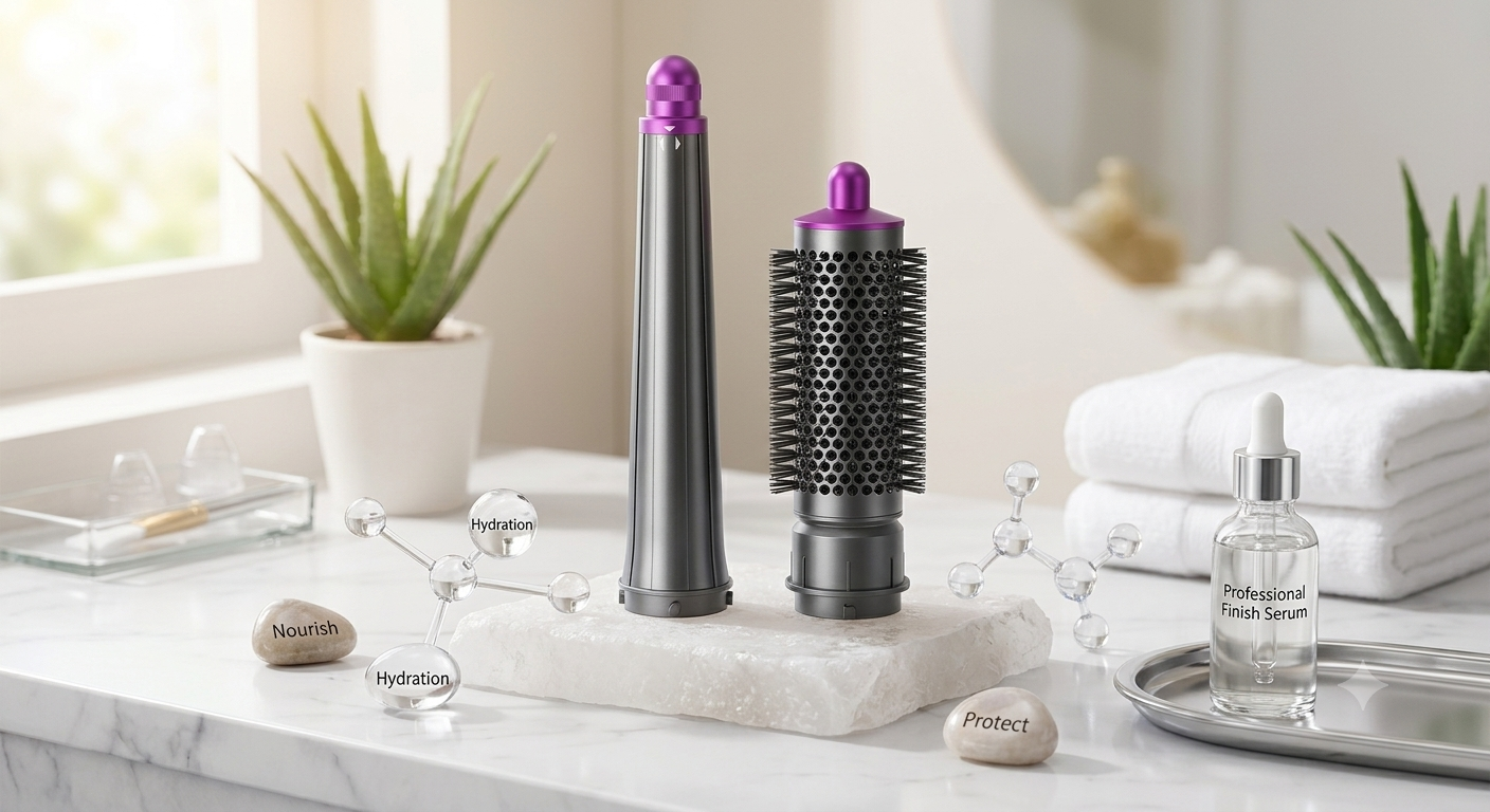 Multi-Function Hair Dryer Adapter Set – Airwrap Barrel, Volumizing Round Brush & 360° Magnetic Adapter