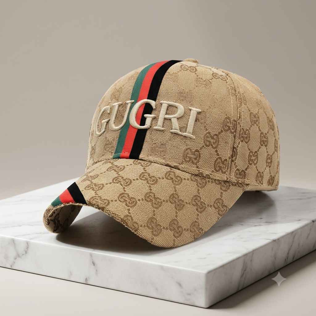 Designer Monogram Striped Baseball Cap – Unisex 3D Embroidered Luxury Streetwear Hat