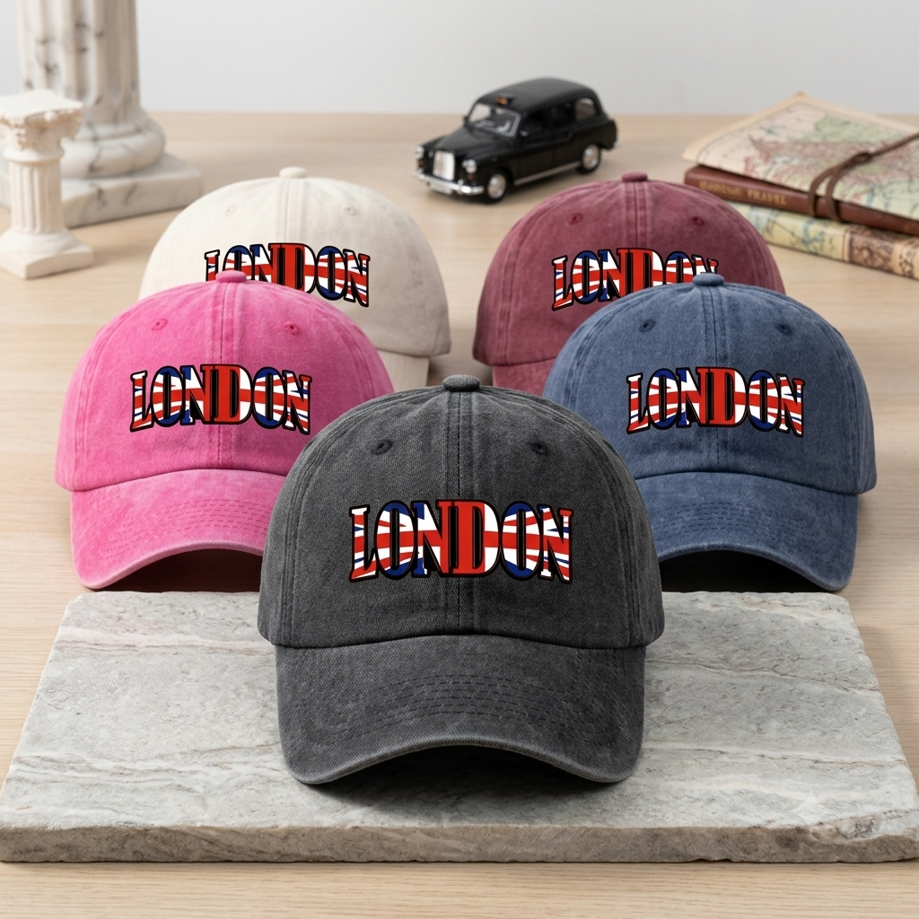 Vintage Washed Cotton London Union Jack Baseball Cap – Unisex Streetwear Dad Hat
