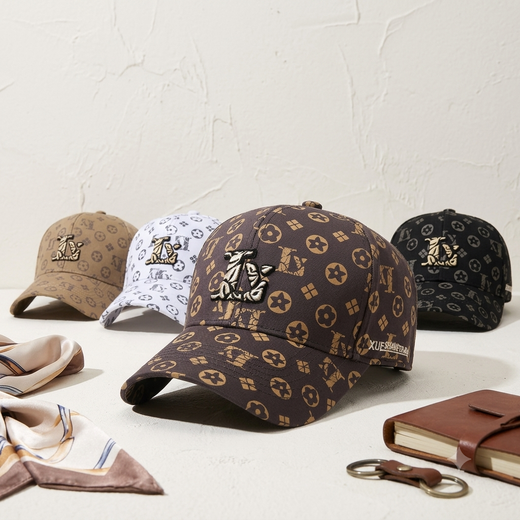 Monogram Print Luxury Baseball Cap – Unisex Fashion Sun Hat