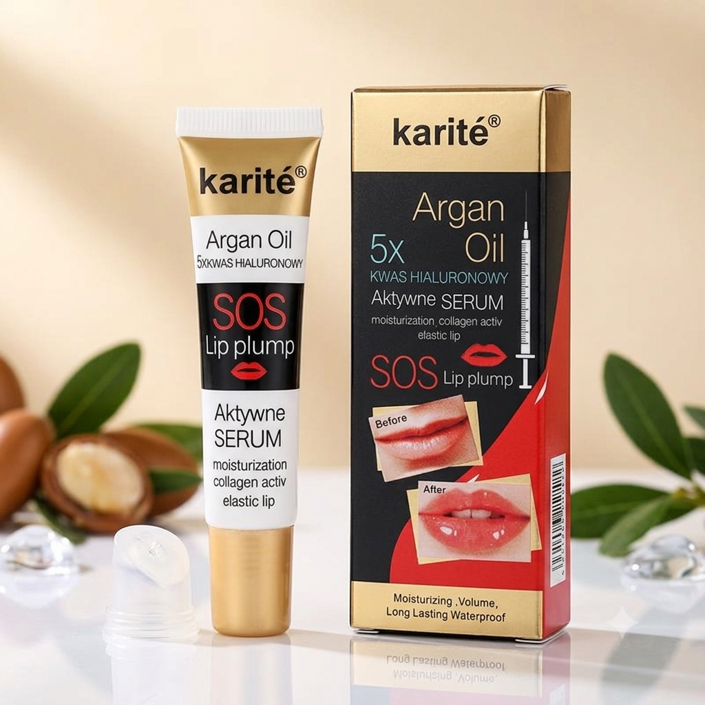 Karité SOS Lip Plump Active Serum | 5x Hyaluronic Acid & Argan Oil Volumizing Lip Gloss