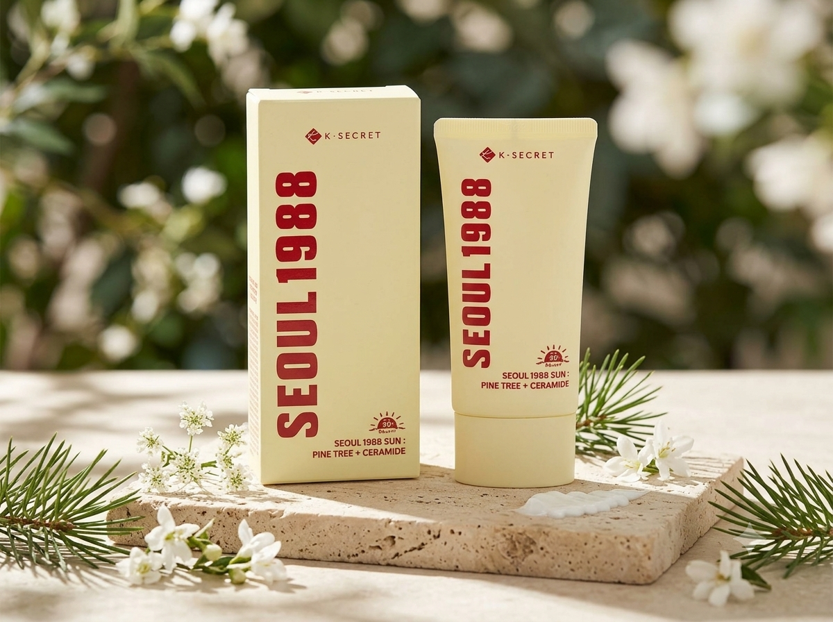 K-SECRET SEOUL 1988 Sun : Pine Tree + Ceramide SPF50+ PA++++ – Barrier-Restoring Daily Sunscreen with Soothing Pine Extract