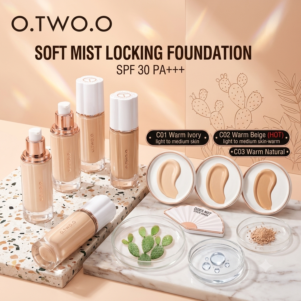 O.TWO.O 24H Soft Mist Locking Liquid Foundation – Waterproof Full Coverage with Sun Protection (SPF 30 PA+++)