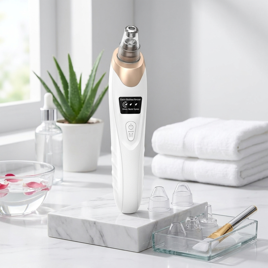 Electric Blackhead Remover Vacuum – 3-Speed Pore Extractor with 5 Interchangeable Suction Heads