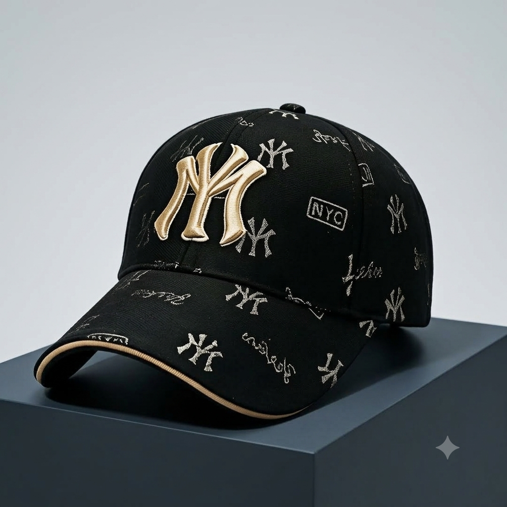 Vintage NY Monogram Embroidered Baseball Cap – Unisex Jacquard Streetwear Dad Hat