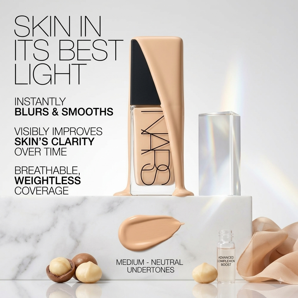 NARS Light Reflecting Advanced Skincare Foundation – Flawless Radiant Glow & Medium Coverage (30ml)