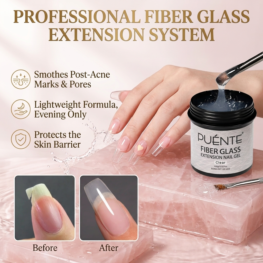 4-in-1 Fiberglass Nail Extension Gel – Clear Builder Gel for Broken Nail Repair & Natural Nail Reinforcement (100g)