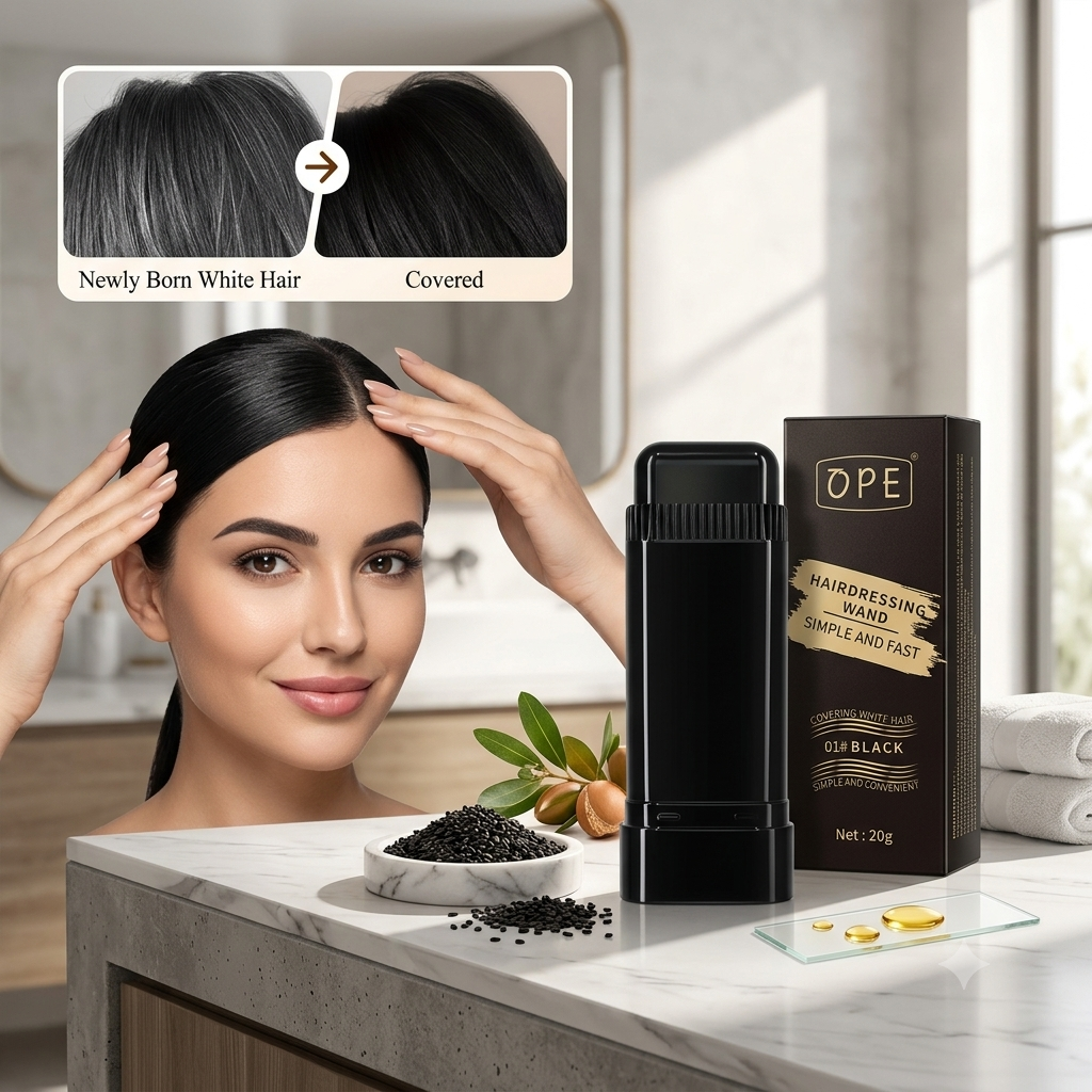 OPE Hairdressing Wand Stick (20g) – Instant Gray Root Touch-Up & Hair Styling Comb