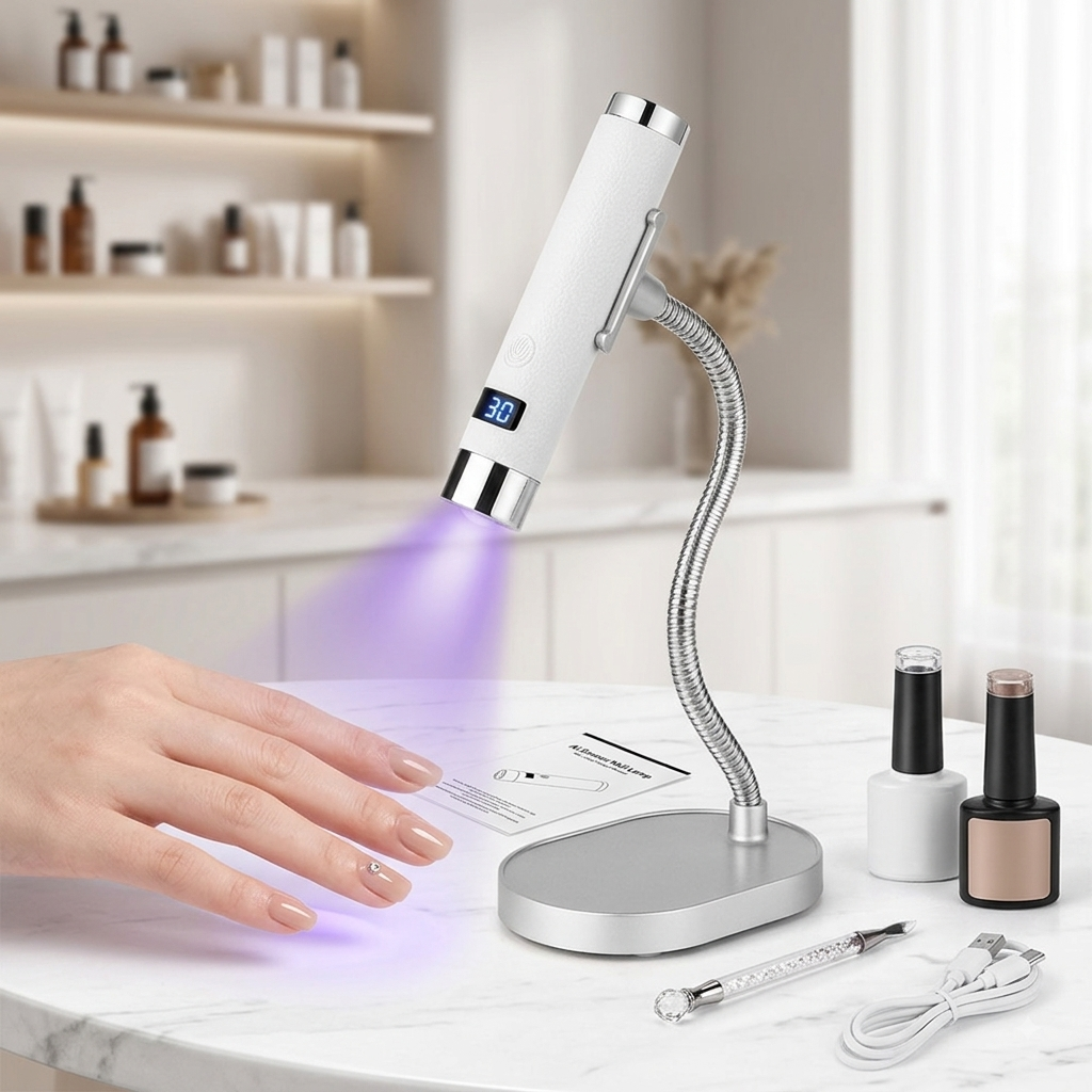 2-in-1 Handheld & Gooseneck Desktop Rechargeable Intelligent UV/LED Nail Lamp – 800mAh Battery, Smart Sensor, Digital Timer